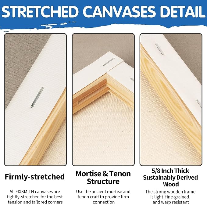 FIXSMITH Stretched Canvas for Painting 24x36 Inch, 2 Pack, Primed Large Canvas - Image 3