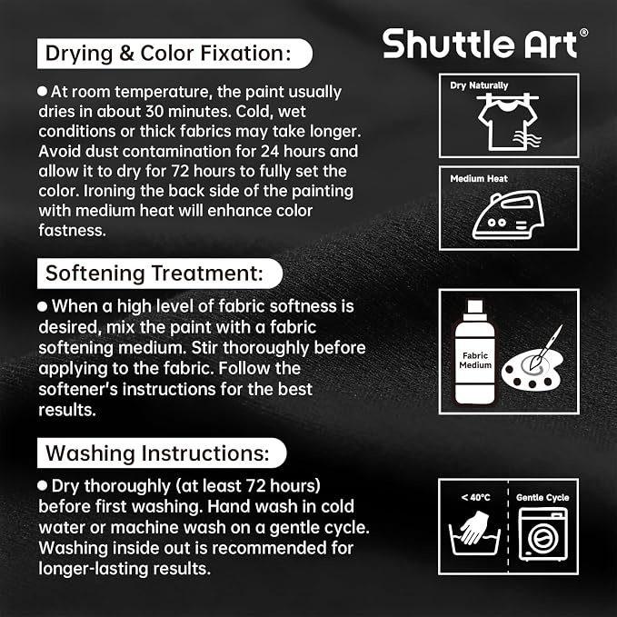 Shuttle Art Black Fabric Paint, 16.9 oz Permanent Fabric Paint - Image 8