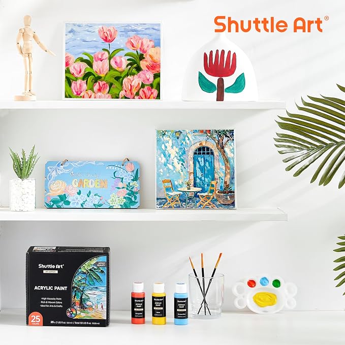 Shuttle Art Acrylic Paint, 25 Colors Acrylic Paint Set, 2oz/60ml Bottles - Image 8