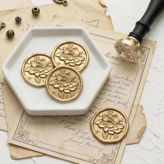 UNIQOOO 3D Embossed Relief Camellia Flowers Wax Seal Stamp - Image 4