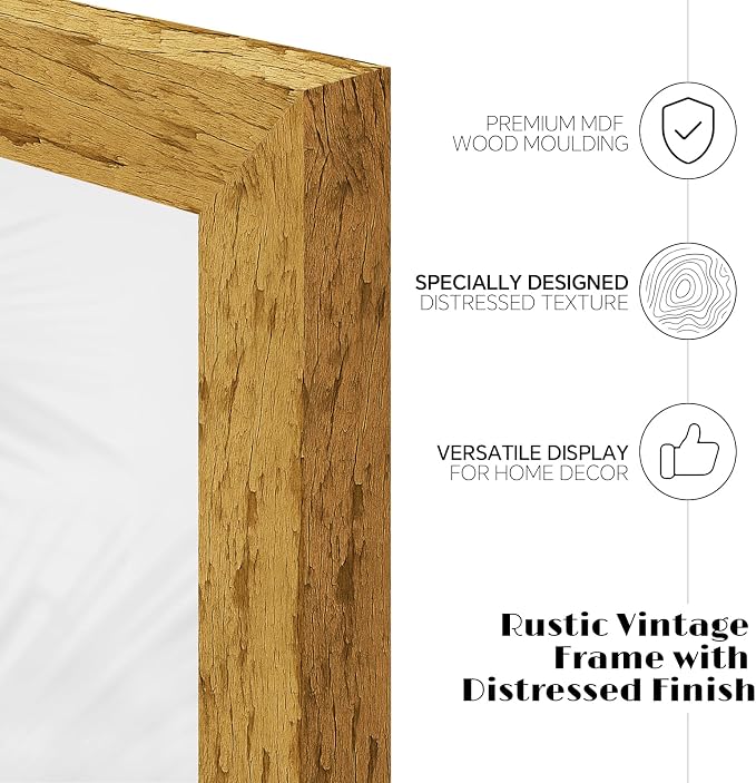 puthiac 11x14 Rustic Farmhouse Picture Frame, Natural Pine, 1 Pack | Distressed - Image 2