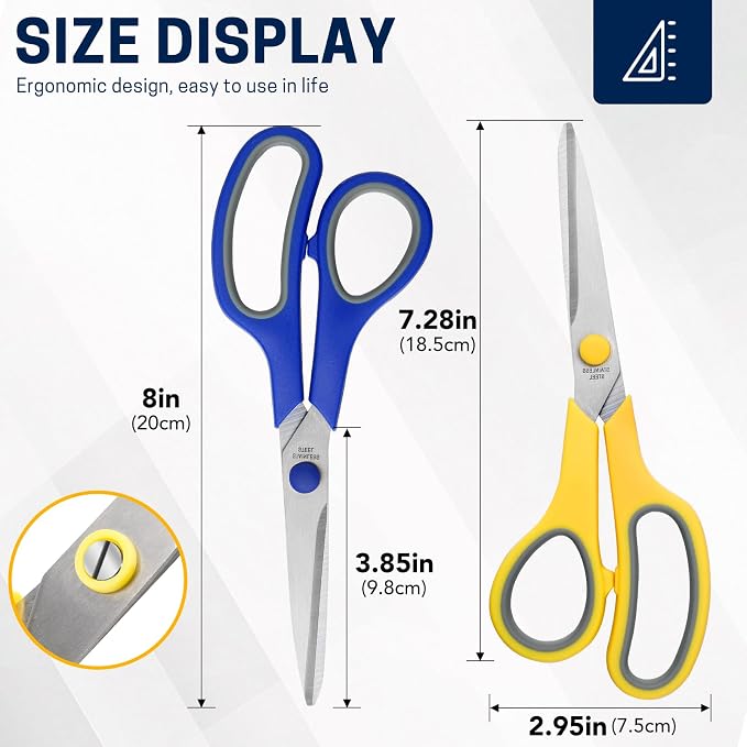 BURVAGY 24-Pack 8" All Purpose Heavy Duty Sharp Scissors Bulk - Image 2
