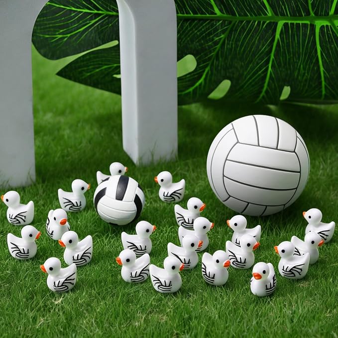 80 Pcs Mini Resin Volleyball Ducks, Small Figurines Bulk Tiny Sports Duck - Image 3