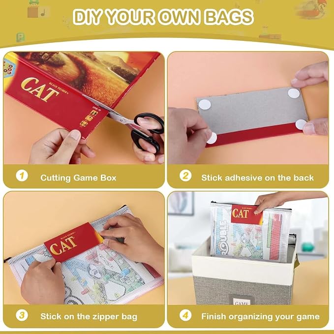 Board Game Organizer with 12pcs Zipper Bags and Writable Stickers, Storage with - Image 5