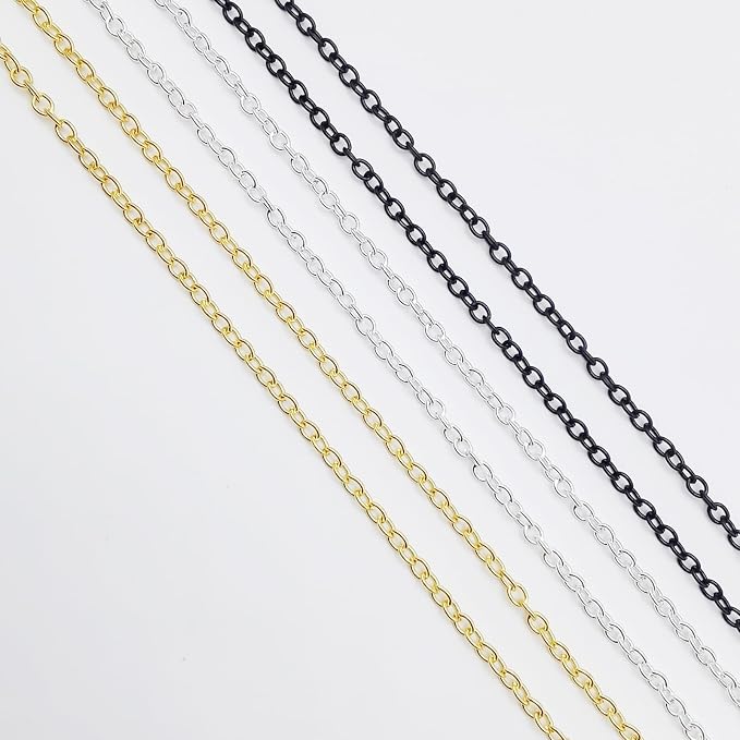 60 Feet Metal Iron Necklace Chains 3mm Bulk Curb Link Chain - Image 5