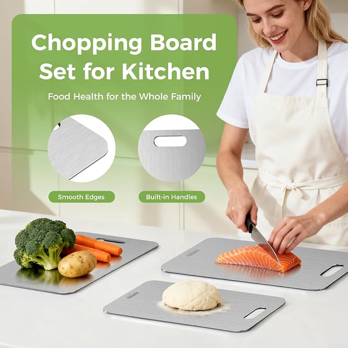 Titanium Cutting Board Set of 3, 100% Double-Sided Titanium Cutting Boards - Image 7