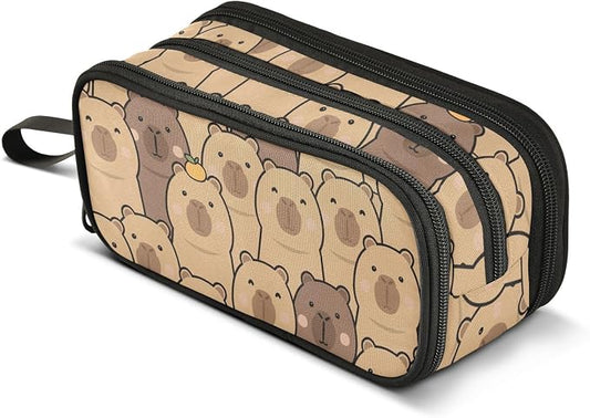 Cute Capybara with Orange Pencil Case Box Boys Girls Large Pencil Pouch Zipper by BOENLE-WELCOMEYOURCOMING