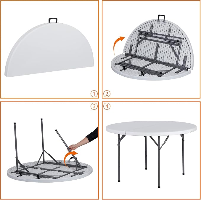 SUPER DEAL 4 Foot Round Folding Card Table - Image 8