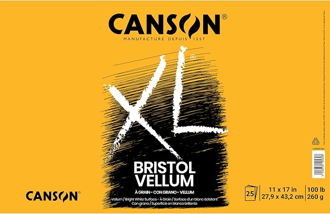 Canson XL Series Bristol Paper, Foldover Pad, 11x17 inches, 25 Sheets by Unknown