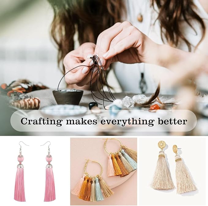 100 Pcs Dark Green Mini Tassels 13cm/5 Inch - Image 3