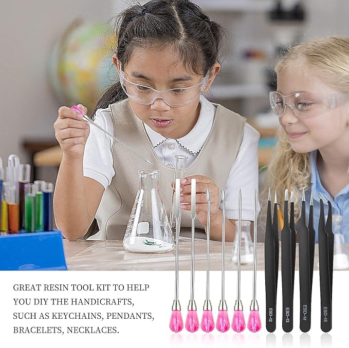 11 Pcs Silicone Resin Mold Tools Set Stirring Needle Spoon Tool Tweezers - Image 5