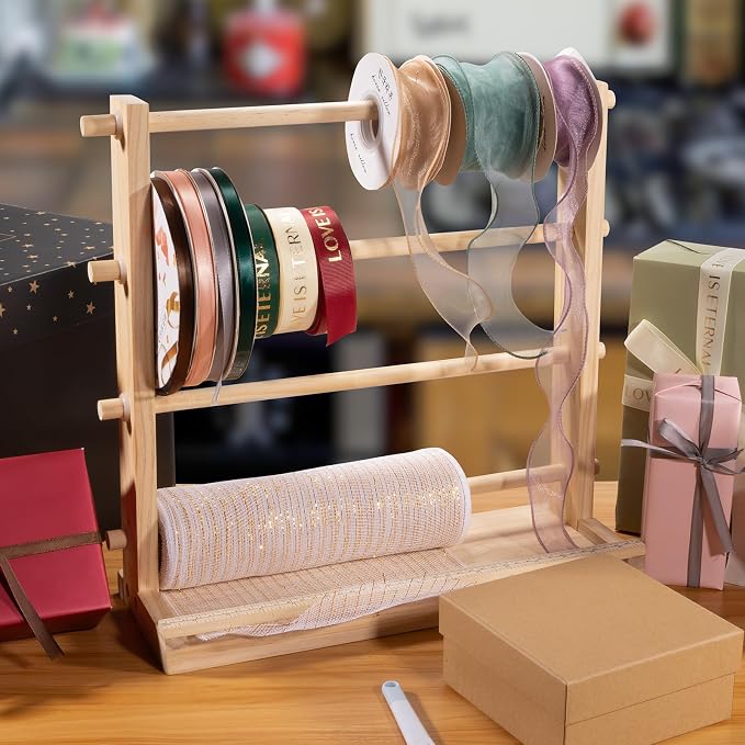 PUNLUXU Ribbon Storage Rack Spool Holder Organizer Sewing Craft Wreath Mesh - Image 4