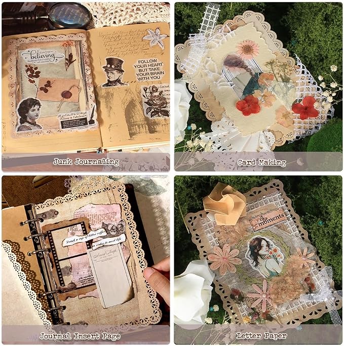 30 Sheets Lace Edged Vintage Scrapbook Paper, Scrapbooking, Letter Writing - Image 5