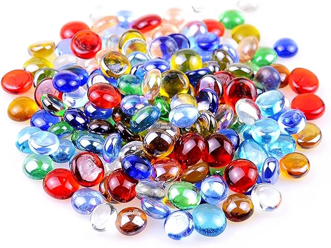 KINGOU 100 pcs Flat Glass Marbles, Replacement Mancala Stones 0.6 LB Mixed by Unknown