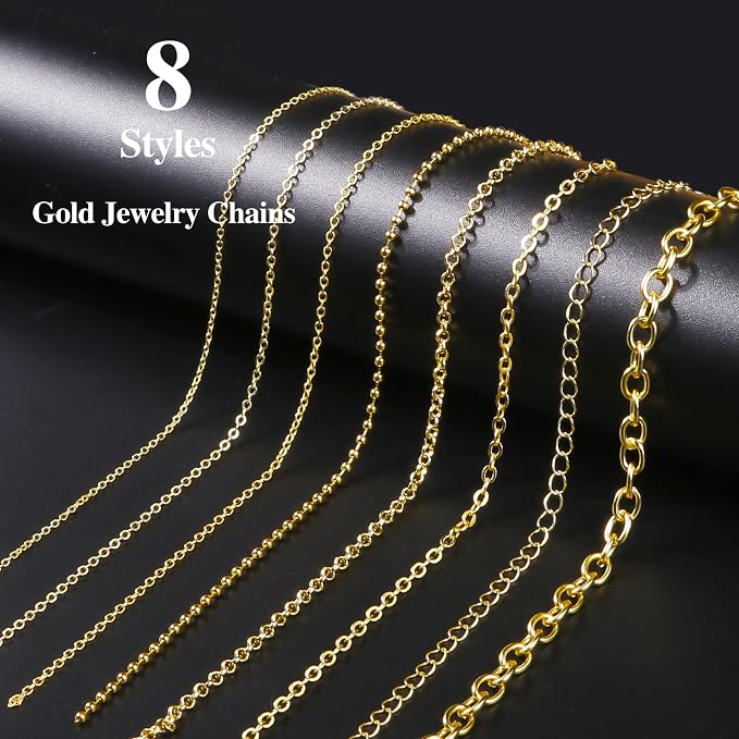 Ecoofor Gold Necklace Chains for Jewelry Making, 62.3 Feet 8 Rolls Jewelry - Image 2