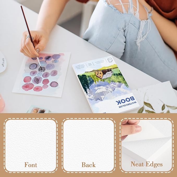 Watercolor Paper Pad, 8x10 140lb/300g Water Color Paper, 20 Sheets Cold Press - Image 4