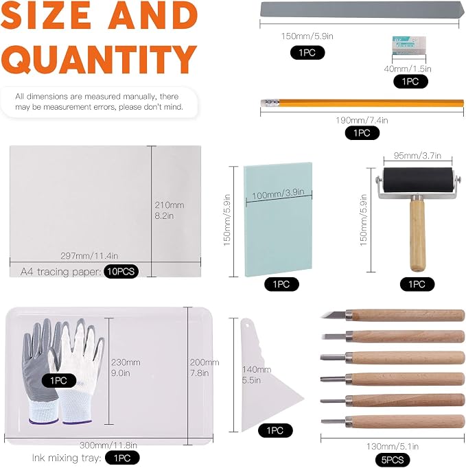 Rustark 24 Pieces Block Printing Starter Tool Kit - Image 2