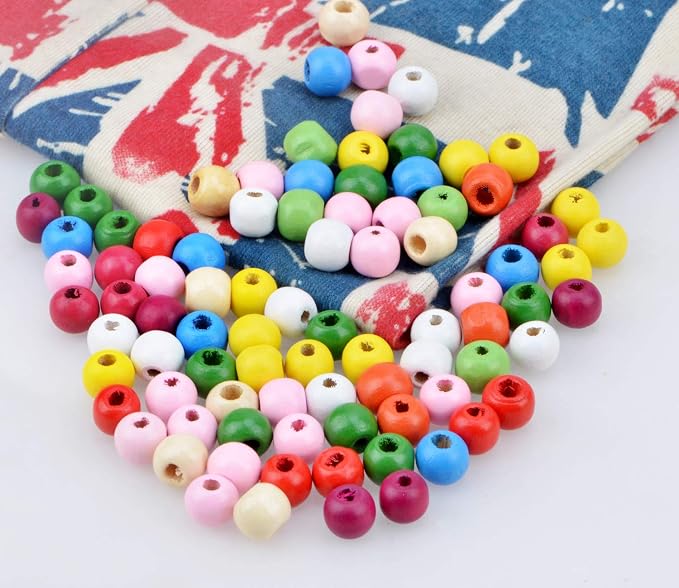 AD Beads Wood Spacer Loose Wooden Craft Beads Big Hole Beads Assorted - Image 2