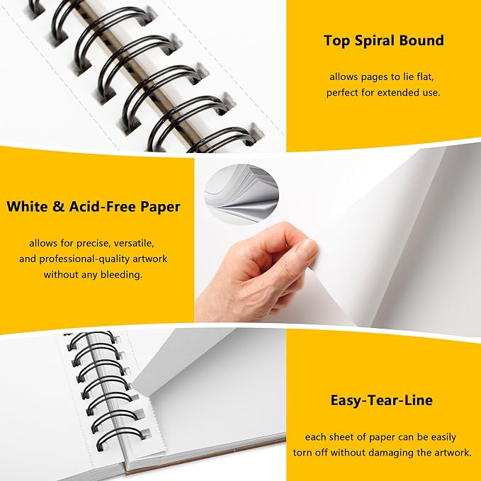 WINNER 9" x 12" Sketch Book 4 Pack, 400 Sheets Spiral Bound Art Sketchbook - Image 3