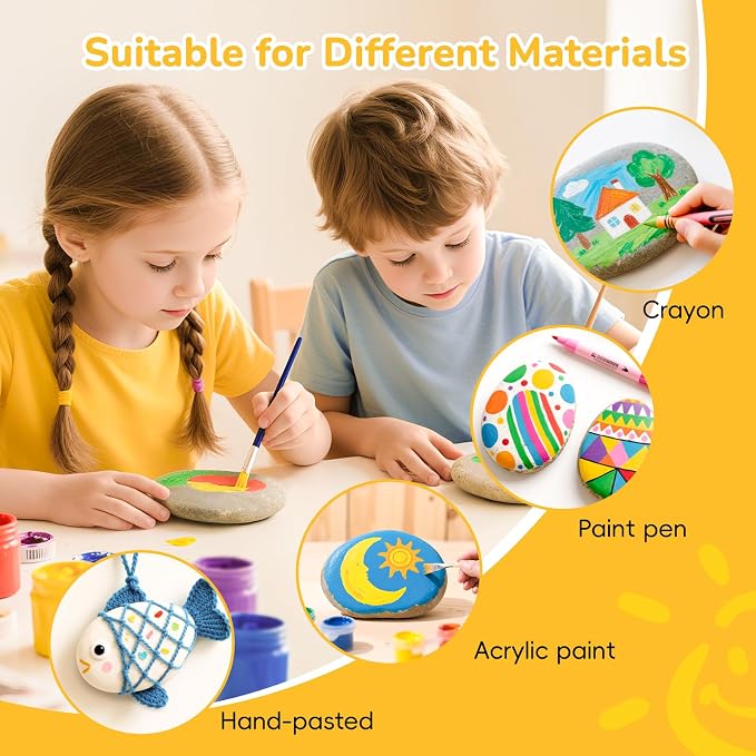 Simetufy 15 Pcs Large Rocks for Painting, 4-5 Inch River Rocks Painting Stones - Image 5