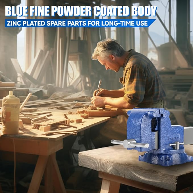 6" Heavy-Duty Bench Vise 13200LBS Stronger Clamping Force Ductile Iron Bench - Image 11