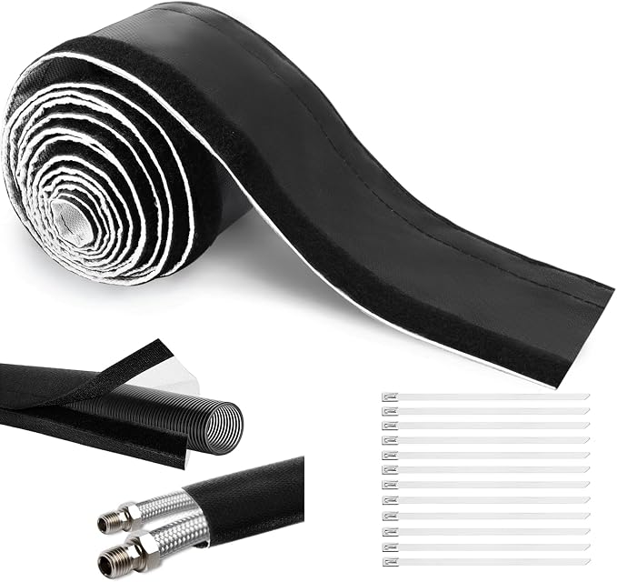 Wire Heat Shield Wrap for Car Hose Lines, 1-1/4" I.D. x 10FT, by Amerbro
