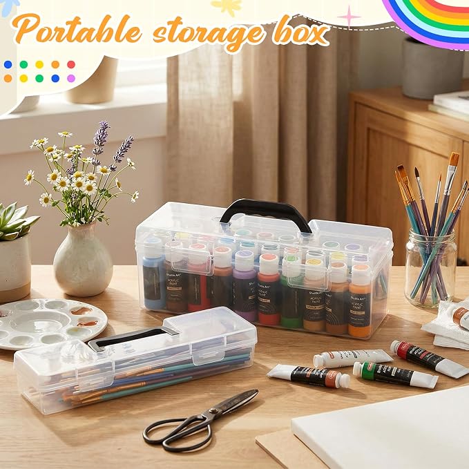 Geelin Clear Paint Storage Box and Paint Brush Storage Box Set, 30 Bottles - Image 7