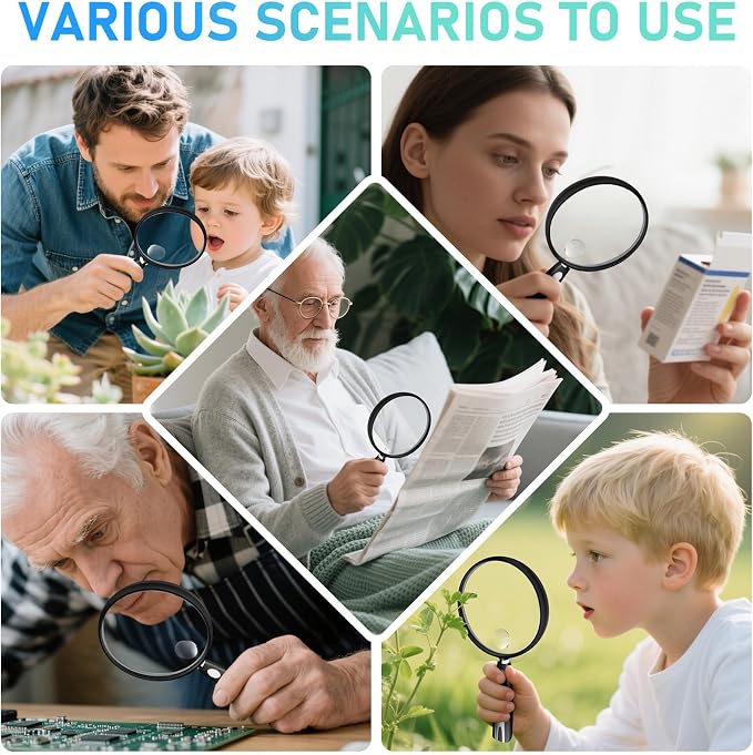 10X 30X Magnifying Glass for Reading, Handheld Magnifier for Reading, 90mm - Image 7
