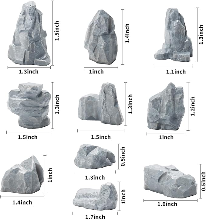 Warmtree 10 Pcs Diorama Rocks Fake Rock Miniature Stone Rock Statue - Image 2