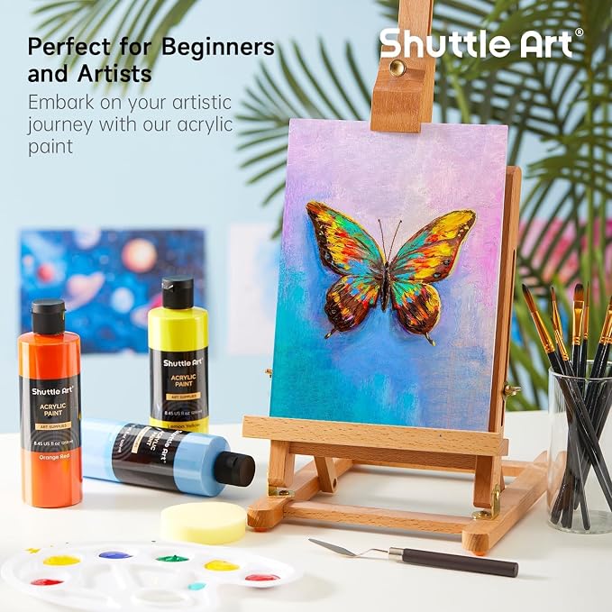 Shuttle Art Acrylic Paint, 24 Colors Acrylic Paint Bottle Set, 250ml/8.45oz Each - Image 2