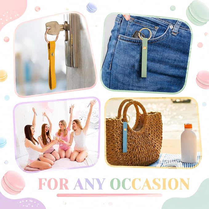 Wavyknot 100 Pcs PU Leather Keychain Blanks Bulk Laser Engraving Blanks - Image 7