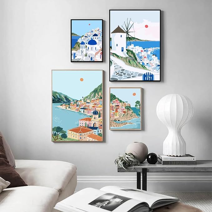 AREOPNMG 4 Pack Cityscape Paint by Numbers Kit - Image 4