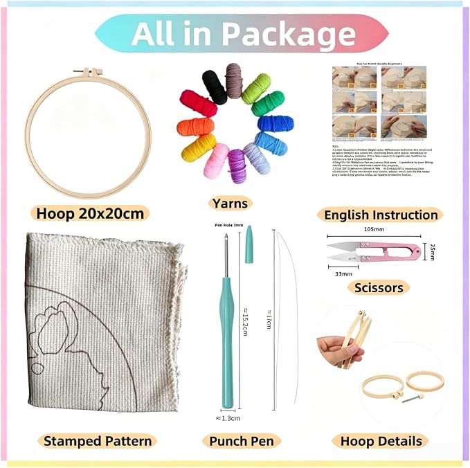 DIY Punch Needle Kits Cute Pug Dog - Image 2