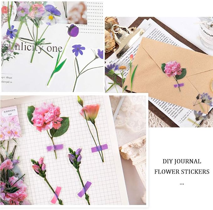 80 Pieces Natural Flower Stickers - Image 4