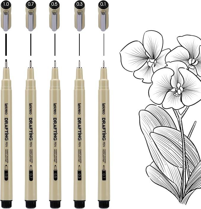 5-Piece Fineliner Pen, for Art, Writing & Bullet Journaling by Unknown