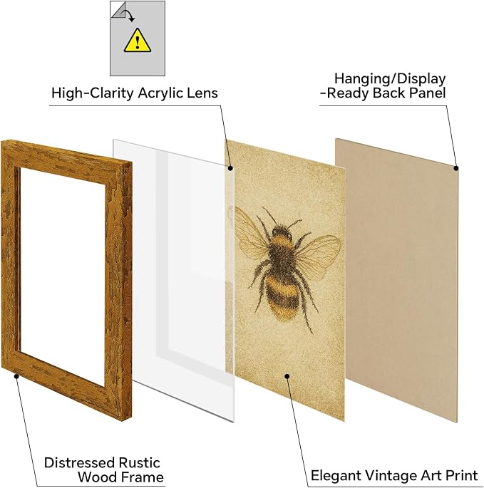 puthiac 4x6 Rustic Farmhouse Picture Frame, Honey Oak, 1 Pack | Distressed MDF - Image 3