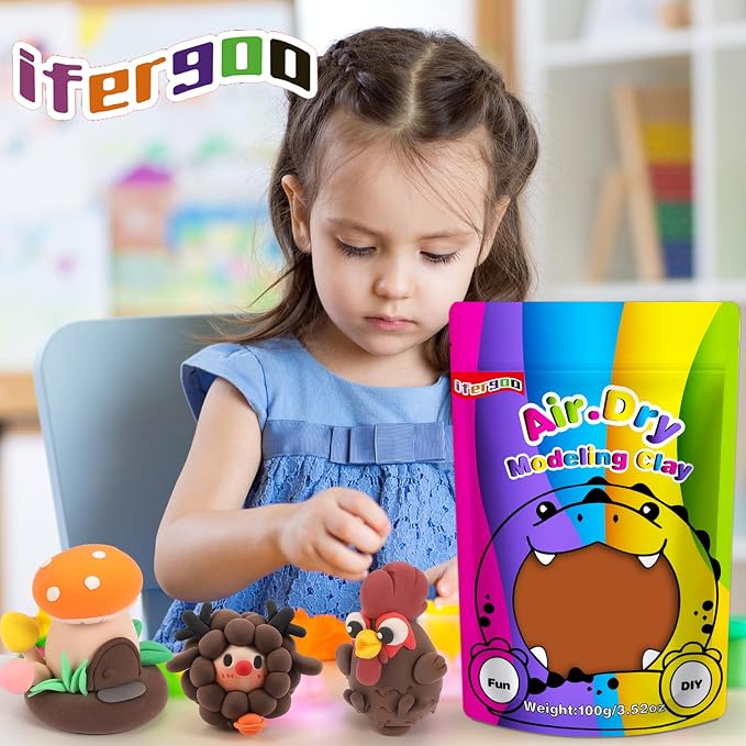 ifergoo Brown Air Dry Clay, DIY Creative Modeling Clay - Image 3