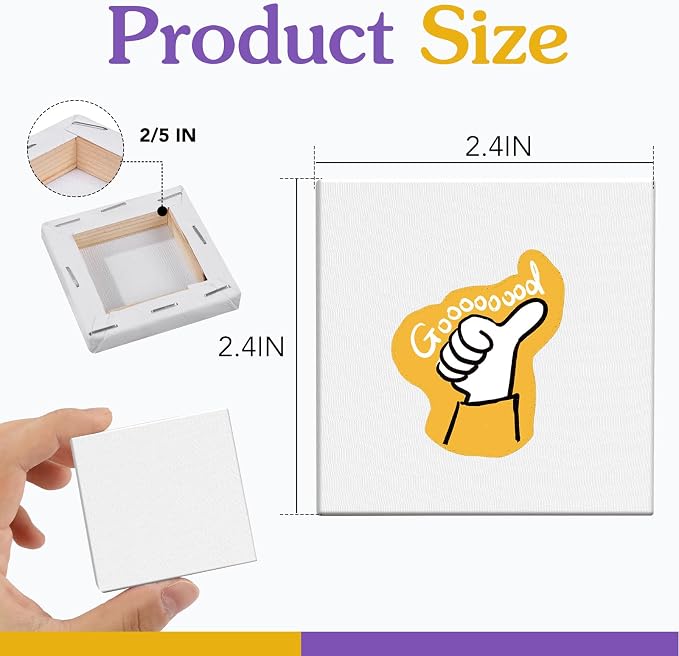 ESRICH Mini Canvases for Painting, Mini Canvas Bulk 200 Pack 2.4x2.4In - Image 2