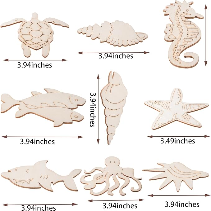54PCS Unfinished Blank Wooden Cutouts Craft - Image 2