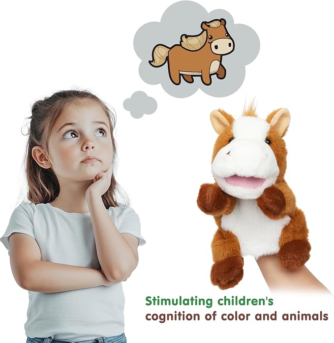 Easfan Horse Hand Puppet with Movable Mouth Interactive Storytelling Cute Soft - Image 2