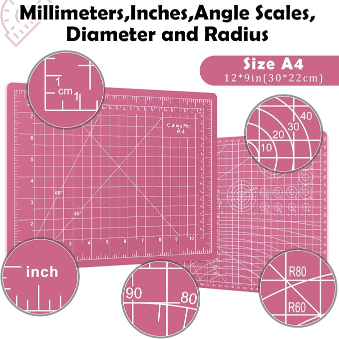 Sewing Cutting Mat 12in x 9in, Small Self Healing Cutting Board A4 Rotary - Image 2