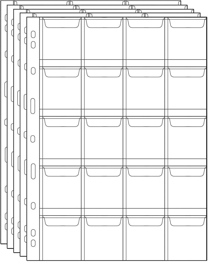 Coin Collecting Pages 5 Sheets 20 Pockets Standard 9Hole Coin Pocket Inserts by UnclePaul