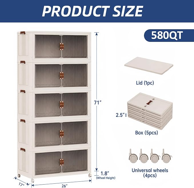 SAILUN 145Gal/580Qt Stackable Storage Bins Folding Collapsible Storage Bins - Image 6
