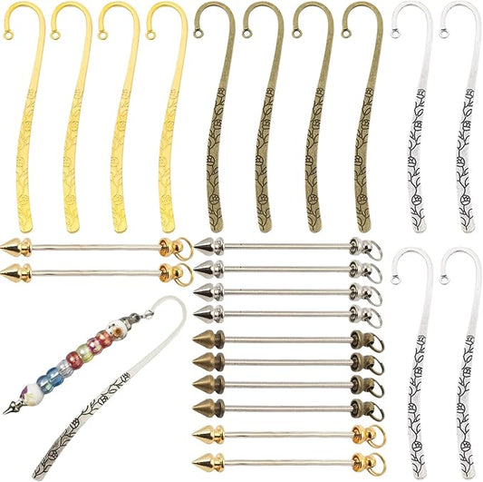 12 Pcs Beadable Bookmarks DIY Metal Blank Bar Bookmark by Unknown