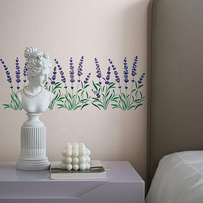 INFUNLY Lavender Wall Stencils for Painting 11.8x11.8 Tile Stencil Set Reusable - Image 6