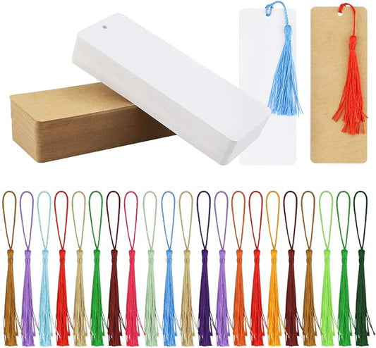 120 Pcs Kraft Paper Blank Cardstock Bookmarks, Paper Bookmarks by Wpxmer