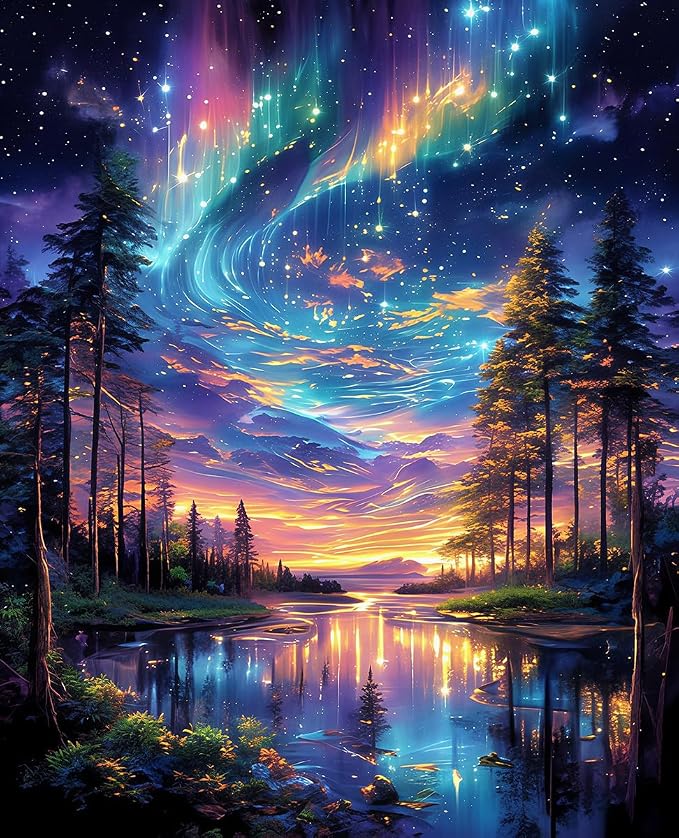 Starry Aurora Lake Puzzles for Adults 1000 Pieces, ImpossibleHard Challenging by FLYHOUR