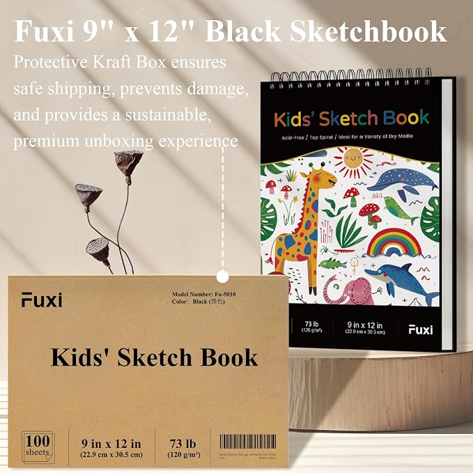 Sketch Book for Kids, 100 Sheets Thick Drawing Paper for Kids, Spiral Sketch - Image 6