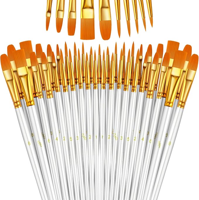 Paint Brushes Set, 24 Pack 240 Pcs Round-Pointed Tip Paintbrushes Nylon Hair by LIDCOM