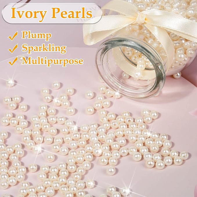 anezus Pearl Beads for Craft, 6 mm Small Sew on Pearl Beads - Image 4